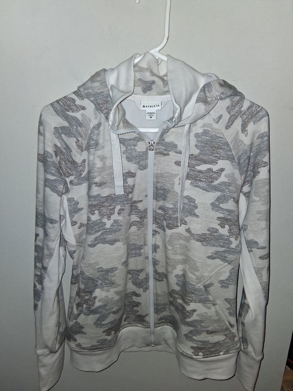 Athleta White & Gray Camo Full-Zip Utility Hoodie